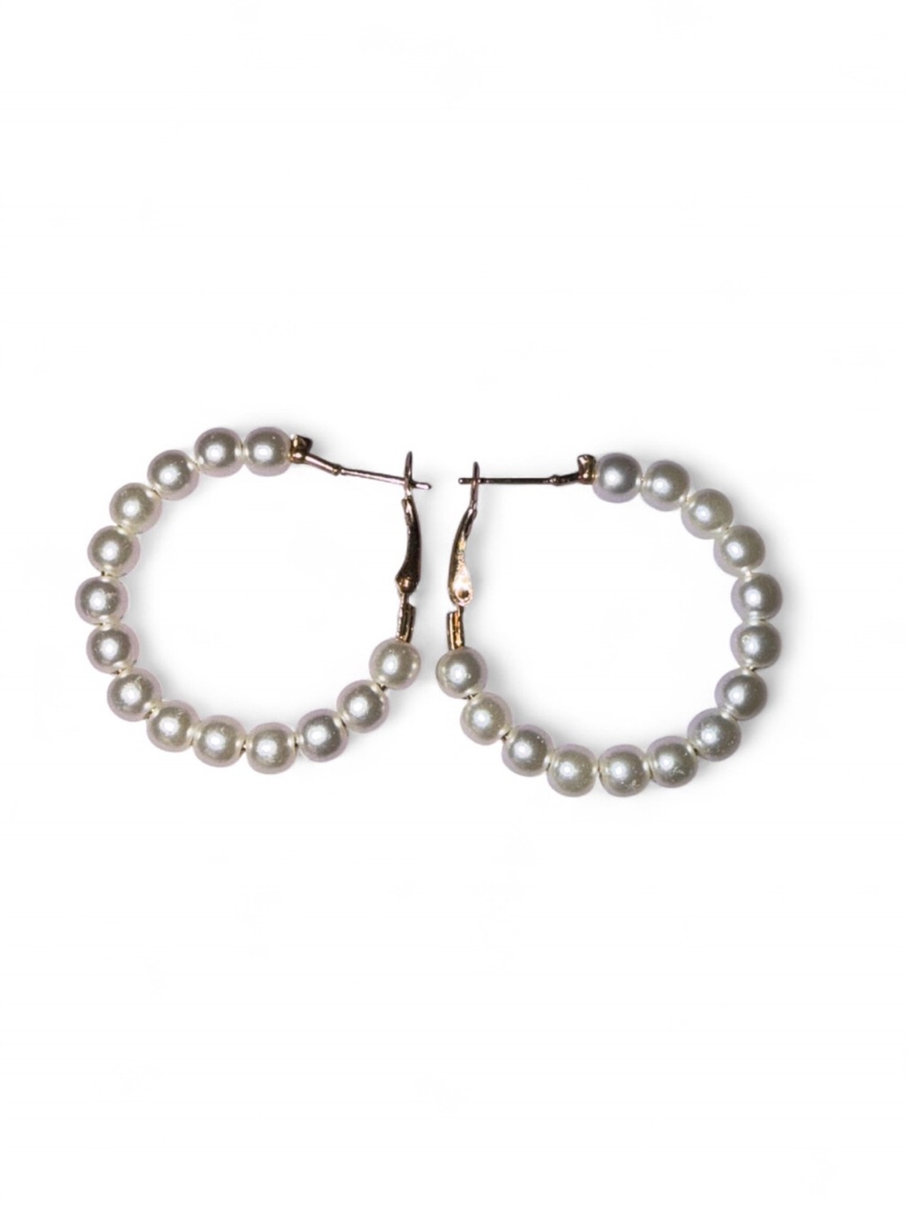 Classic Pearl Hoop Earrings - White Pearls